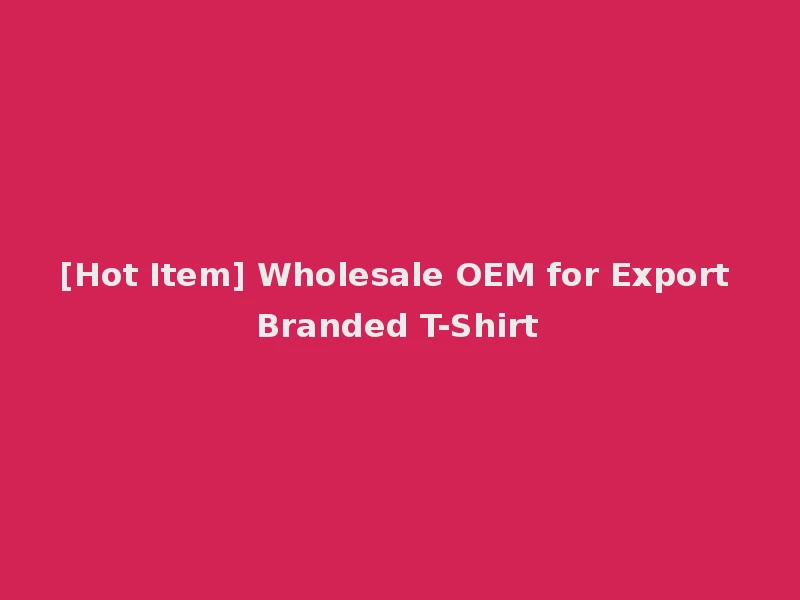 [Hot Item] Wholesale OEM for Export Branded T-Shirt