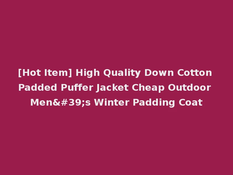 [Hot Item] High Quality Down Cotton Padded Puffer Jacket Cheap Outdoor Men's Winter Padding Coat