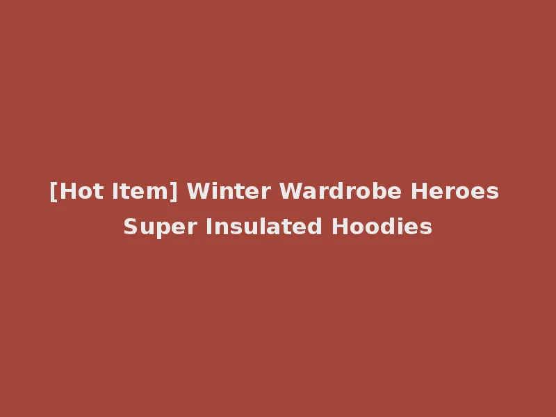 [Hot Item] Winter Wardrobe Heroes Super Insulated Hoodies