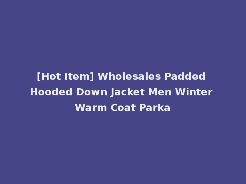 [Hot Item] Wholesales Padded Hooded Down Jacket Men Winter Warm Coat Parka