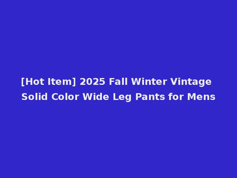 [Hot Item] 2025 Fall Winter Vintage Solid Color Wide Leg Pants for Mens