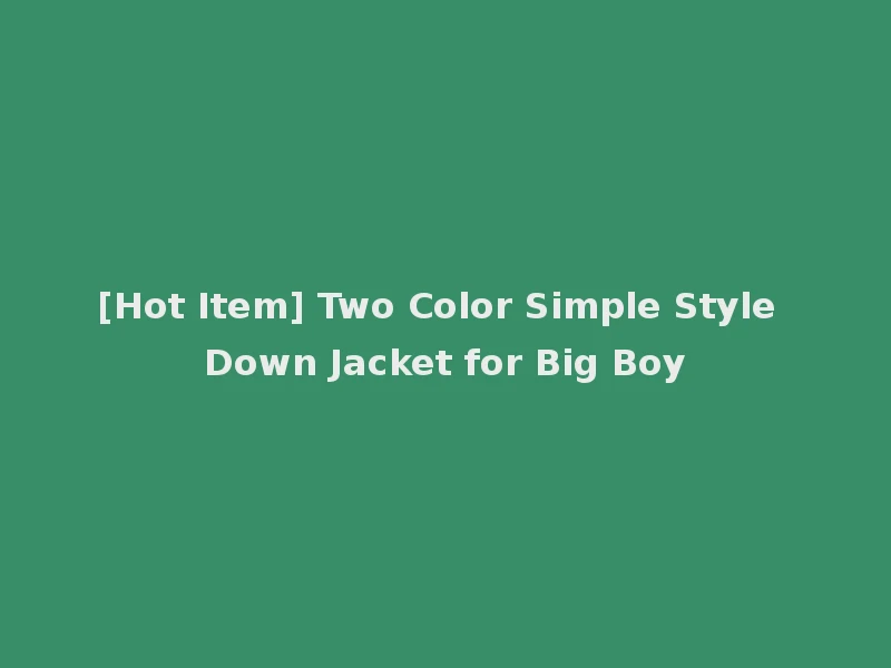[Hot Item] Two Color Simple Style Down Jacket for Big Boy