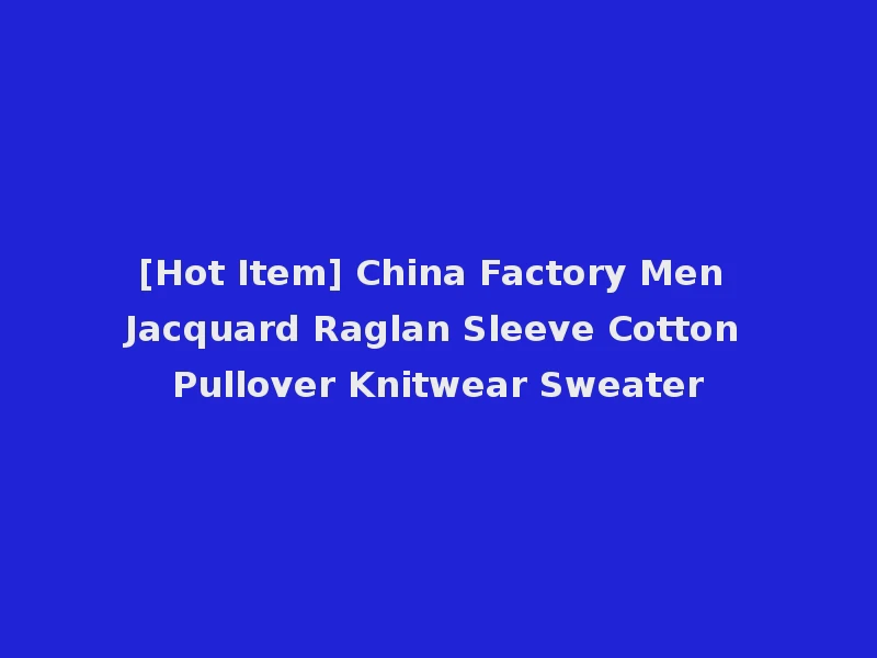 [Hot Item] China Factory Men Jacquard Raglan Sleeve Cotton Pullover Knitwear Sweater
