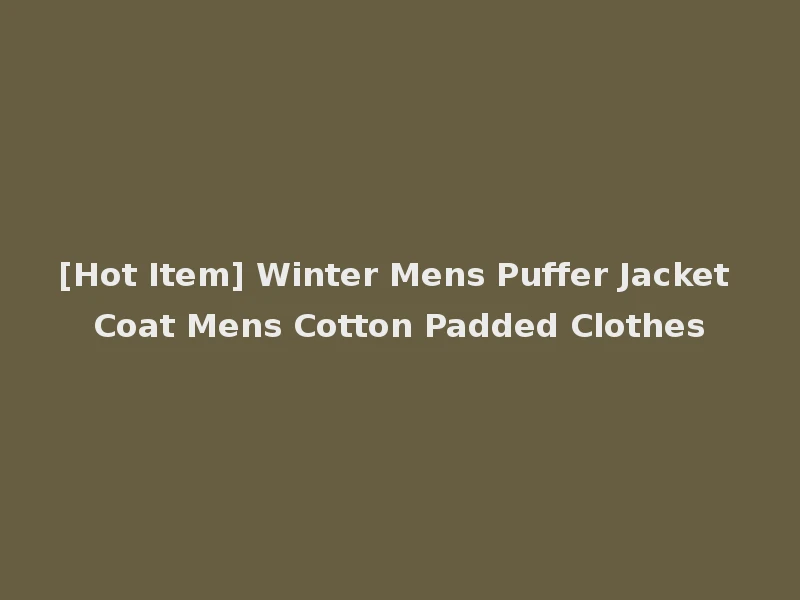 [Hot Item] Winter Mens Puffer Jacket Coat Mens Cotton Padded Clothes