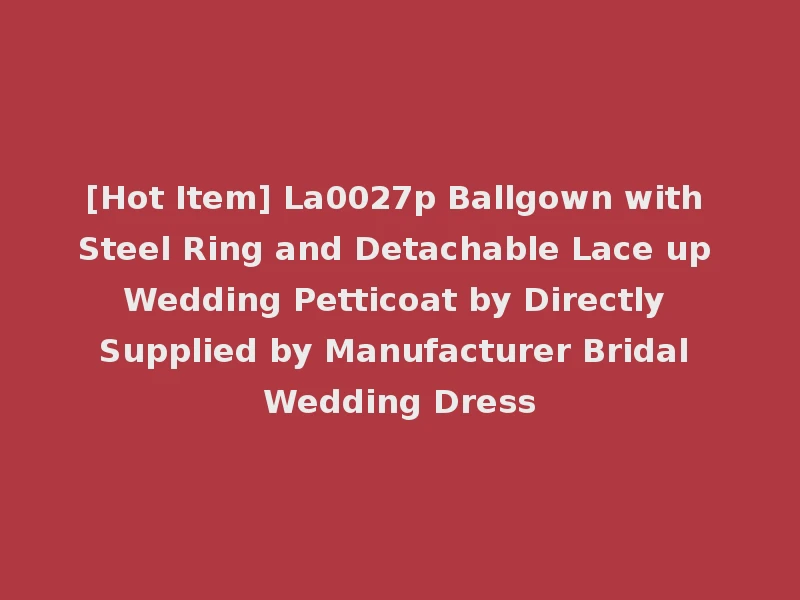 [Hot Item] La0027p Ballgown with Steel Ring and Detachable Lace up Wedding Petticoat by Directly Supplied by Manufacturer Bridal Wedding Dress