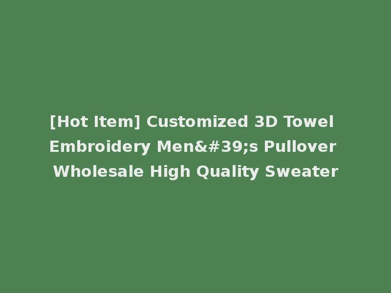 [Hot Item] Customized 3D Towel Embroidery Men's Pullover Wholesale High Quality Sweater