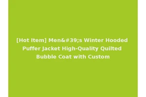 [Hot Item] Men's Winter Hooded Puffer Jacket High-Quality Quilted Bubble Coat with Custom