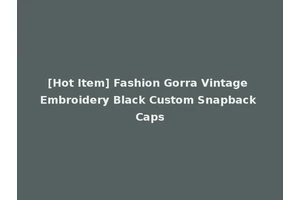[Hot Item] Fashion Gorra Vintage Embroidery Black Custom Snapback Caps