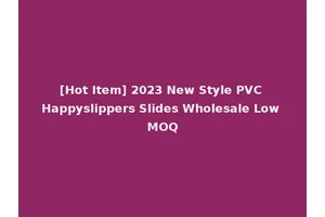 [Hot Item] 2023 New Style PVC Happyslippers Slides Wholesale Low MOQ