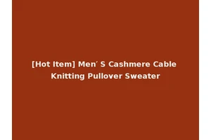 [Hot Item] Men′ S Cashmere Cable Knitting Pullover Sweater