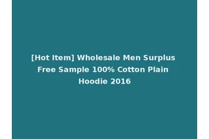[Hot Item] Wholesale Men Surplus Free Sample 100% Cotton Plain Hoodie 2016