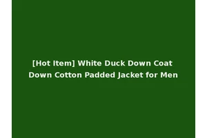 [Hot Item] White Duck Down Coat Down Cotton Padded Jacket for Men