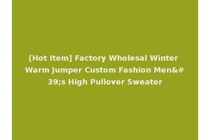 [Hot Item] Factory Wholesal Winter Warm Jumper Custom Fashion Men's High Pullover Sweater