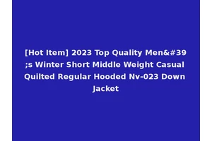 [Hot Item] 2023 Top Quality Men's Winter Short Middle Weight Casual Quilted Regular Hooded Nv-023 Down Jacket