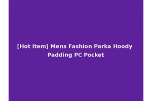 [Hot Item] Mens Fashion Parka Hoody Padding PC Pocket