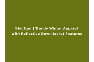 [Hot Item] Trendy Winter Apparel with Reflective Down Jacket Features