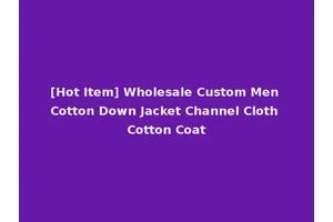 [Hot Item] Wholesale Custom Men Cotton Down Jacket Channel Cloth Cotton Coat