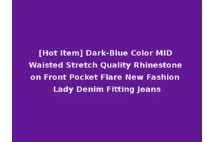 [Hot Item] Dark-Blue Color MID Waisted Stretch Quality Rhinestone on Front Pocket Flare New Fashion Lady Denim Fitting Jeans
