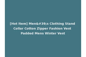 [Hot Item] Men's Clothing Stand Collar Cotton Zipper Fashion Vest Padded Mens Winter Vest