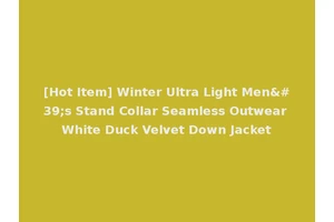 [Hot Item] Winter Ultra Light Men's Stand Collar Seamless Outwear White Duck Velvet Down Jacket