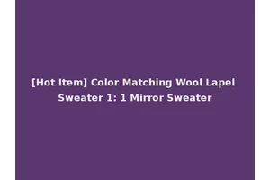 [Hot Item] Color Matching Wool Lapel Sweater 1: 1 Mirror Sweater
