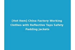 [Hot Item] China Factory Working Clothes with Reflective Taps Safety Padding Jackets