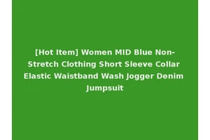 [Hot Item] Women MID Blue Non-Stretch Clothing Short Sleeve Collar Elastic Waistband Wash Jogger Denim Jumpsuit
