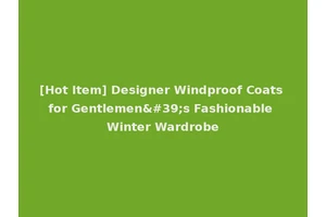 [Hot Item] Designer Windproof Coats for Gentlemen's Fashionable Winter Wardrobe