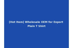 [Hot Item] Wholesale OEM for Export Plain T Shirt