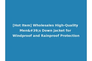 [Hot Item] Wholesales High-Quality Men's Down Jacket for Windproof and Rainproof Protection