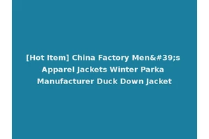 [Hot Item] China Factory Men's Apparel Jackets Winter Parka Manufacturer Duck Down Jacket