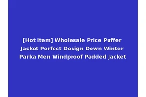 [Hot Item] Wholesale Price Puffer Jacket Perfect Design Down Winter Parka Men Windproof Padded Jacket