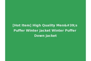 [Hot Item] High Quality Men's Puffer Winter Jacket Winter Puffer Down Jacket