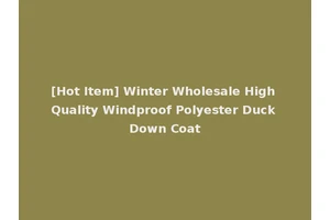[Hot Item] Winter Wholesale High Quality Windproof Polyester Duck Down Coat