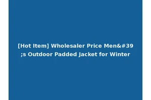 [Hot Item] Wholesaler Price Men's Outdoor Padded Jacket for Winter