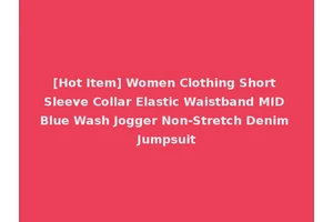 [Hot Item] Women Clothing Short Sleeve Collar Elastic Waistband MID Blue Wash Jogger Non-Stretch Denim Jumpsuit