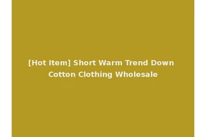 [Hot Item] Short Warm Trend Down Cotton Clothing Wholesale