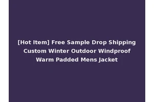 [Hot Item] Free Sample Drop Shipping Custom Winter Outdoor Windproof Warm Padded Mens Jacket