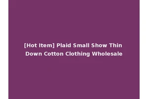 [Hot Item] Plaid Small Show Thin Down Cotton Clothing Wholesale