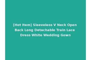 [Hot Item] Sleeveless V Neck Open Back Long Detachable Train Lace Dress White Wedding Gown