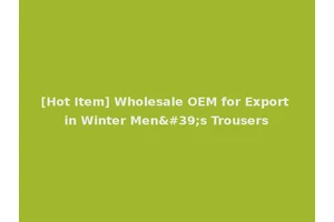 [Hot Item] Wholesale OEM for Export in Winter Men's Trousers