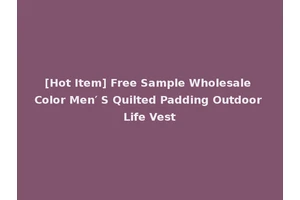 [Hot Item] Free Sample Wholesale Color Men′ S Quilted Padding Outdoor Life Vest