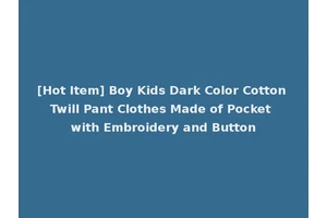 [Hot Item] Boy Kids Dark Color Cotton Twill Pant Clothes Made of Pocket with Embroidery and Button