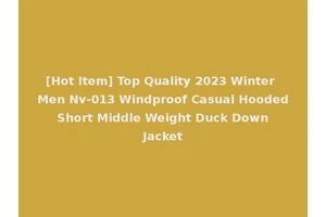 [Hot Item] Top Quality 2023 Winter Men Nv-013 Windproof Casual Hooded Short Middle Weight Duck Down Jacket