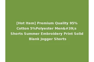[Hot Item] Premium Quality 95%Cotton 5%Polyester Men's Shorts Summer Embroidery Print Solid Blank Jogger Shorts