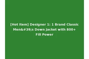 [Hot Item] Designer 1: 1 Brand Classic Men's Down Jacket with 800+ Fill Power
