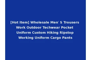 [Hot Item] Wholesale Men′ S Trousers Work Outdoor Techwear Pocket Uniform Custom Hiking Ripstop Working Uniform Cargo Pants