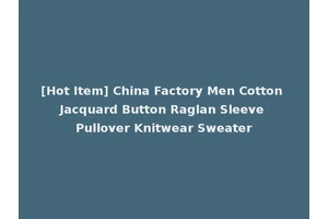 [Hot Item] China Factory Men Cotton Jacquard Button Raglan Sleeve Pullover Knitwear Sweater