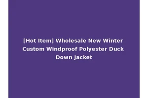 [Hot Item] Wholesale New Winter Custom Windproof Polyester Duck Down Jacket