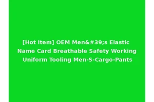 [Hot Item] OEM Men's Elastic Name Card Breathable Safety Working Uniform Tooling Men-S-Cargo-Pants